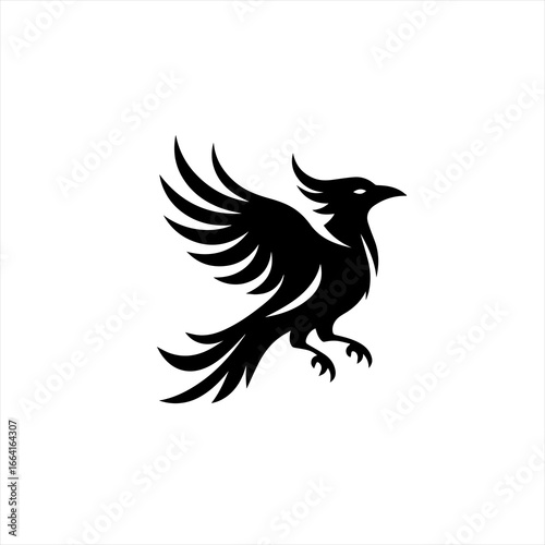 Stylized black phoenix bird silhouette with spread wings
