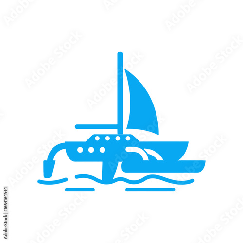 sailing trimaran illustration sailing on the waves creating a maritime scene with a sleek trimaran design ideal for boating and nautical themes conveying adventure and recreation