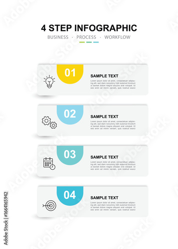 Vector Infographic label design template with icons and 4 options or steps.