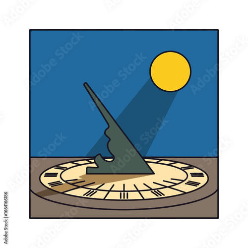 armillary sphere indicating time under daylight a vintage sundial on a pedestal against a blue background with the sun shining ideal for history or astrology websites