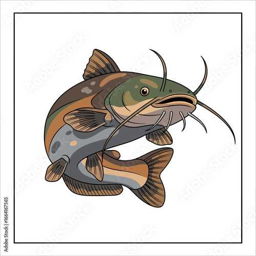 cartoon catfish illustration a freshwater fish with barbels swimming in clear water perfect for childrens books and fishing guides educational resources