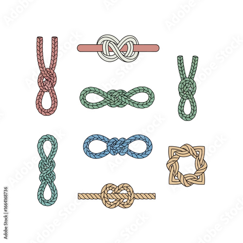 colorful knots illustration set a visually appealing design resource for education tutorials and diy projects demonstrating knot tying techniques