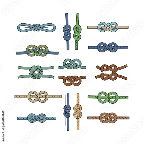 colorful nautical knot illustrations decorative sailing knots guide useful for knot tying tutorials crafting instructions or educational maritime posters