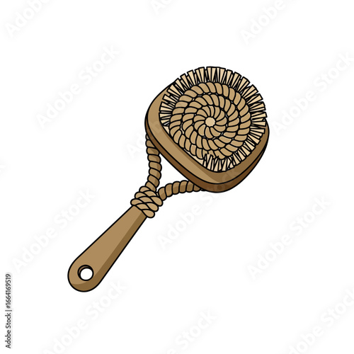 exfoliating brush wooden handle promotes skincare by removing dead skin cells in a circular motion ideal for dry brushing wellness routines.