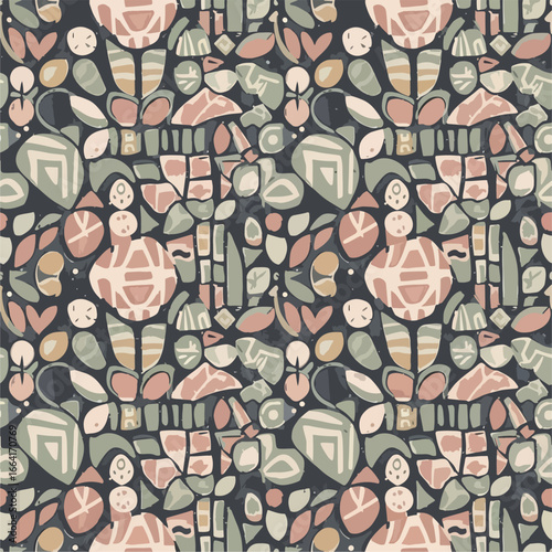 Seamless Pattern, Abstract organic shapes pattern with earth tone colors for textile and surface design Stock royalty free.