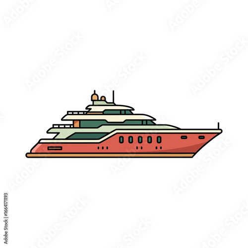 Luxury yacht cruising reflecting opulence on the water conveying high-end travel and leisure ideal for luxury lifestyle advertisements and travel agency promotions.
