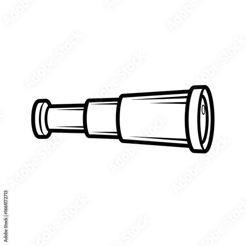 outline drawing of a spyglass a hand-held telescope used for viewing distant objects at sea or in the field illustrating exploration discovery and naval history