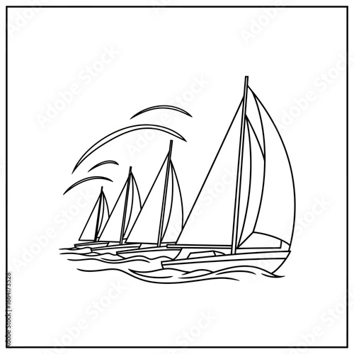 sailboats regatta several sailing boats gliding over the ocean waves showcasing a competitive race on a sunny day ideal for travel and nautical themes.