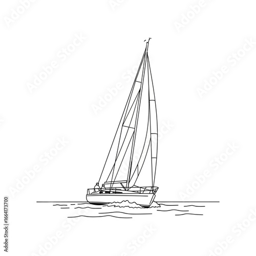 Sailing yacht on the water navigating the ocean waves with two people aboard embodying freedom adventure and nautical lifestyle perfect for travel blogs.