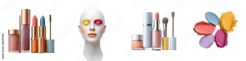 Obraz premium Cosmetics and Makeup Set on White Background