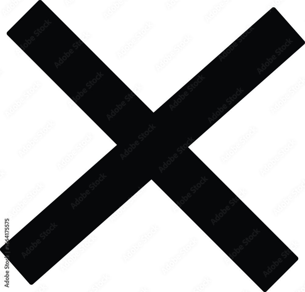 Obraz premium Bold black cross shape symbolized abstract geometric design mark vector