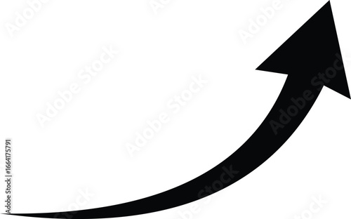 Black arrow pointing upwards showing growth progress and success vector
