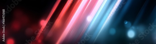 Vibrant red and cool blue hues blend together in a stunning abstract artistic creation set against a deep and solid black background for dramatic visual contrast.