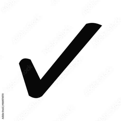 Simple black check mark symbol for approval and confirmation vector