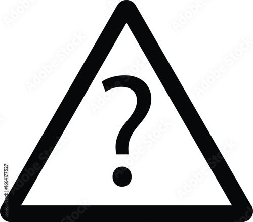 Triangular warning symbol with question mark indicating caution or unknown danger vector