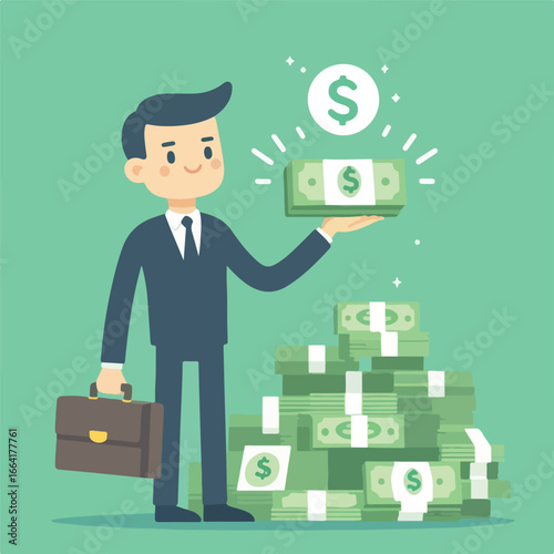 businessman with a lot of money