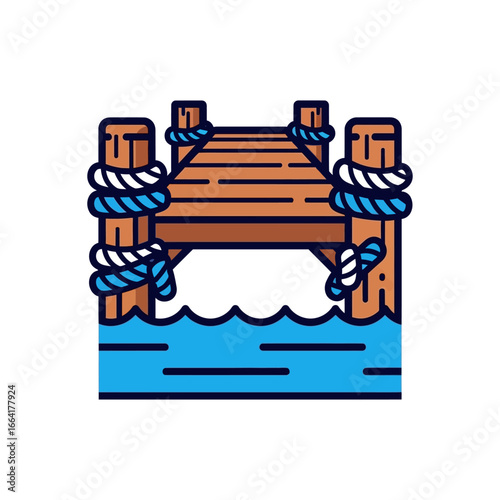 wooden pier on the water a serene scene of a wooden pier with ropes extending into the blue water ideal for travel blogs waterfront properties and nautical themes