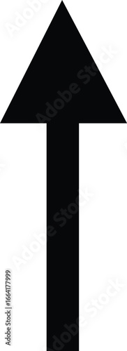 Simple solid black arrow pointing upwards graphic element for directional cues vector