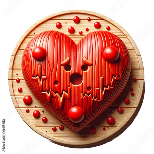 Red heart with wooden 