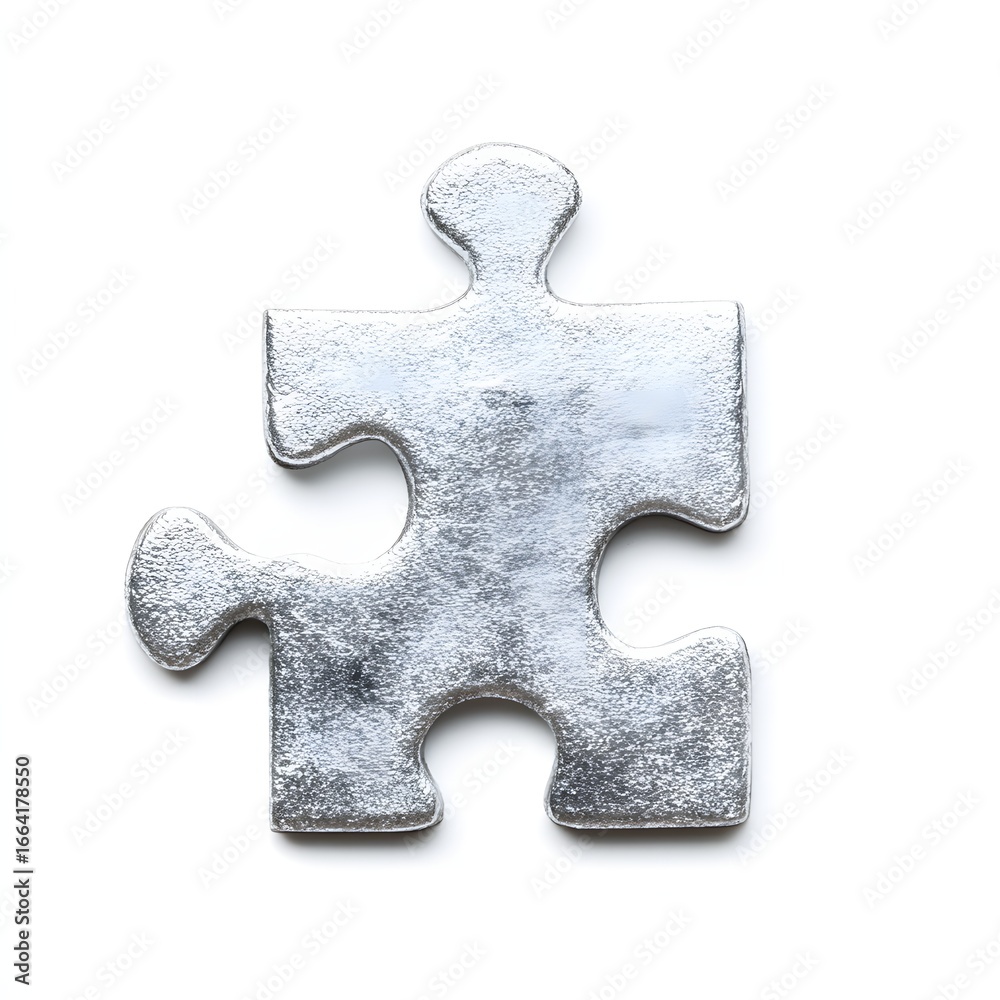 Obraz premium a silver puzzle piece on a white background