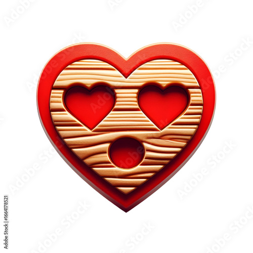 Red heart with wooden 
