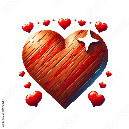 Red heart with wooden 