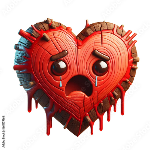 Red heart with wooden 