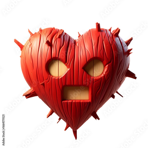 Red heart with wooden 