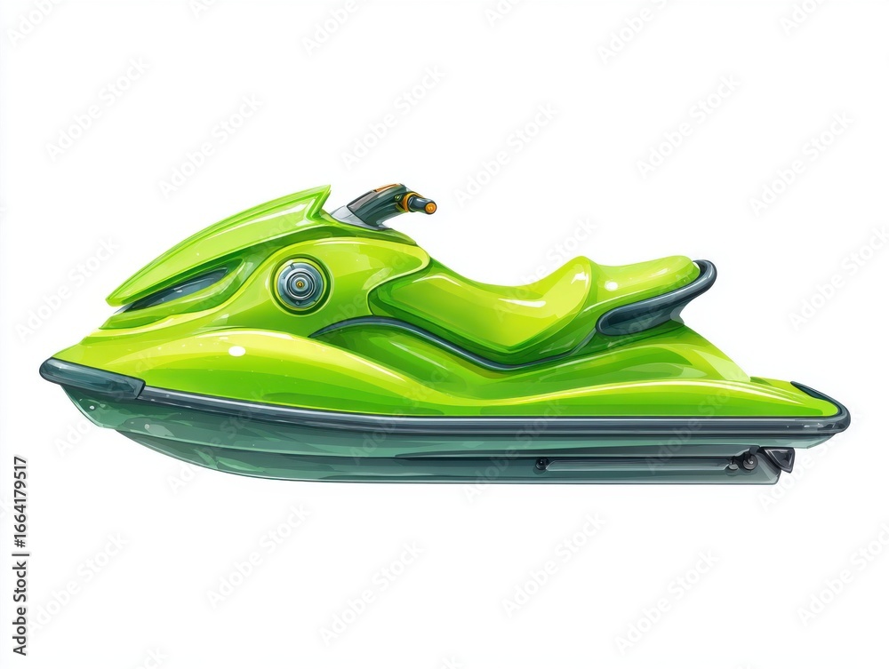 Naklejka premium Lime Green Jet Ski Illustration on White Background