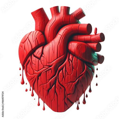 Red heart with wooden 