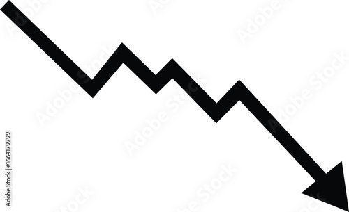 Downward trend arrow symbolizing financial decline and market crash showing economic downturn vector