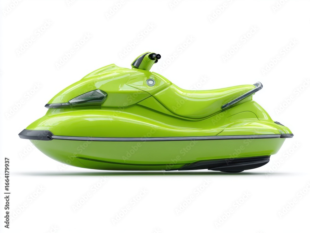 Naklejka premium Lime Green Personal Watercraft on White Background