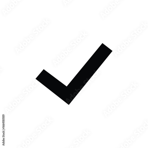 Simple black check mark symbol for confirmation or agreement in digital interfaces vector