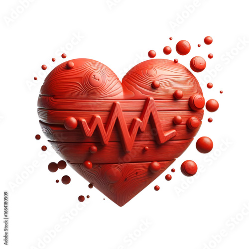 Red heart with wooden 