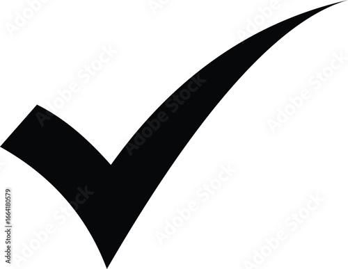 Bold black checkmark symbol used for approval and success confirmation vector