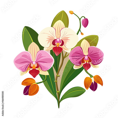pink orchid on white background