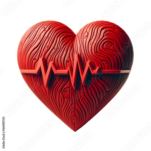 Red heart with wooden 