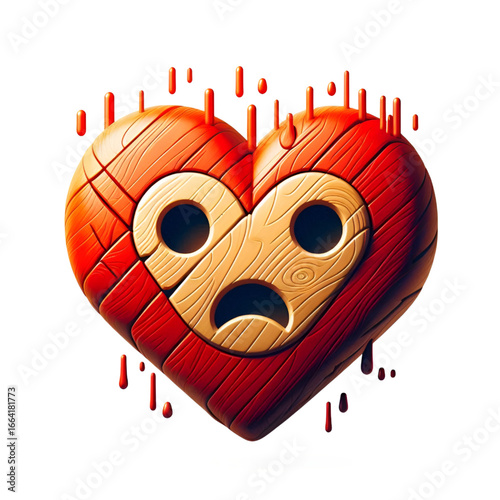 Red heart with wooden 
