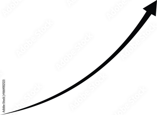 Ascending black arrow symbolizing growth progress and upward trend vector
