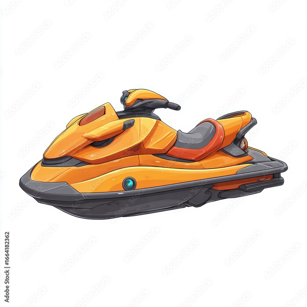 Naklejka premium Orange Jet Ski Pixel Art Illustration