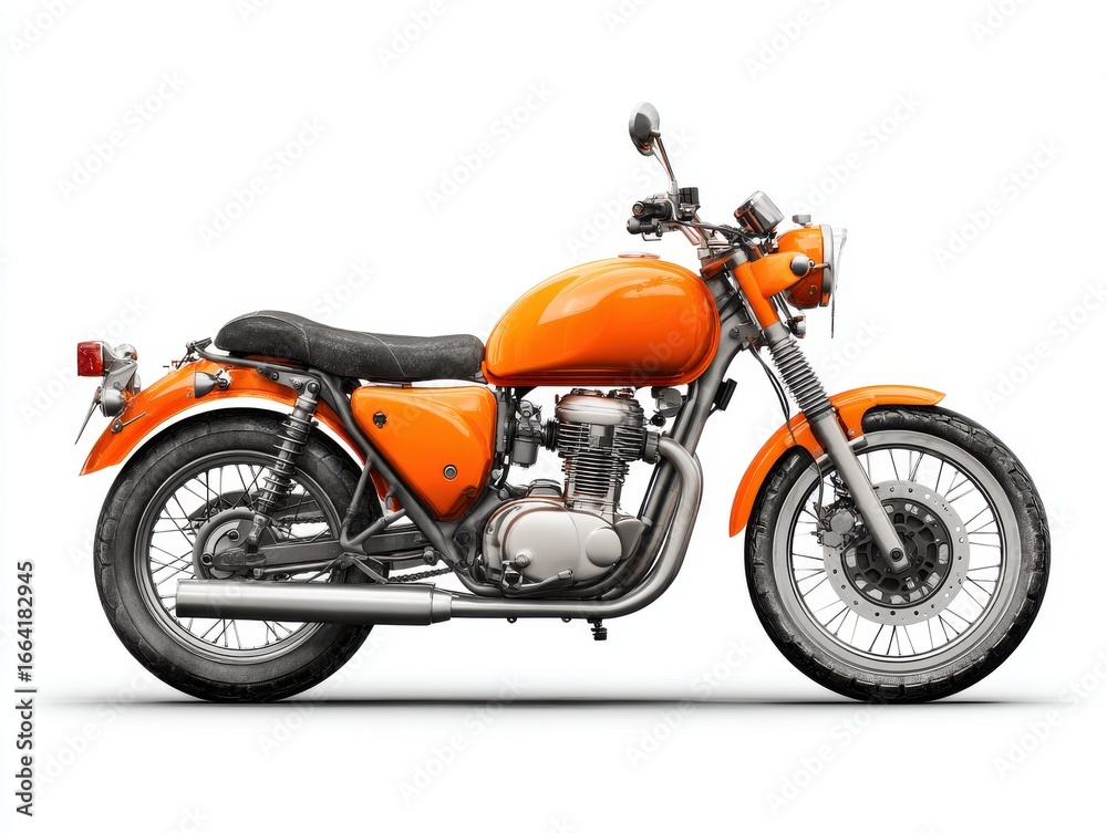 Obraz premium Orange Vintage Motorcycle on White Background Studio Shot