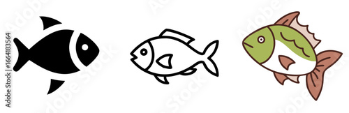 Fish Animal Icon for Aquarium, Marine Life and Underwater Design