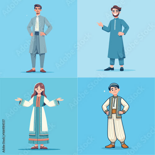 illustration of characters wearing traditional Turkish clothing