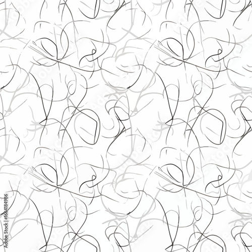 Seamless Pattern, Abstract chaotic line art pattern in grayscale with flowing and overlapping shapes Stock royalty free image.