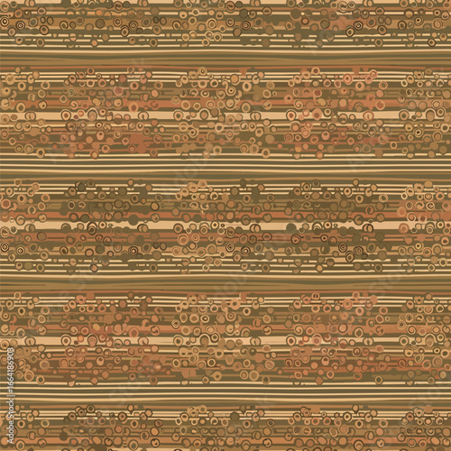 Seamless Pattern, Abstract earth tone circle pattern with horizontal stripes background illustration Stock royalty free image.