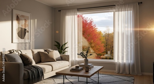 Cozy living room with fall colors