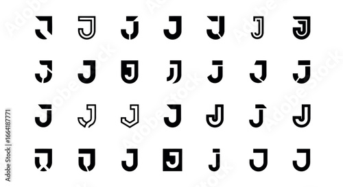 Vector illustration of variations of hebrew letter j characters