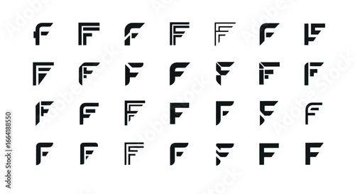 Vector illustration of assorted stylized letter f logos
