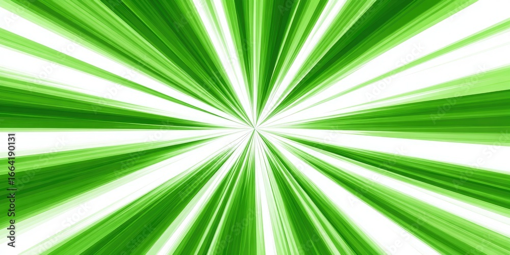 Obraz premium Radial green and white lines radiating from a central point