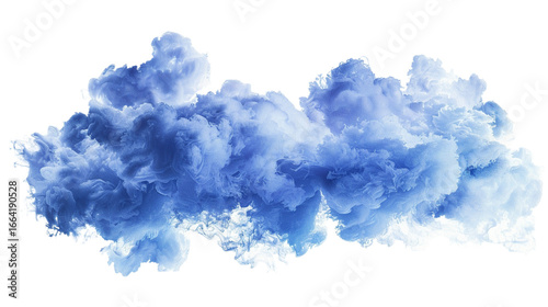 Indigo cloud expanding dramatically on on transparent background